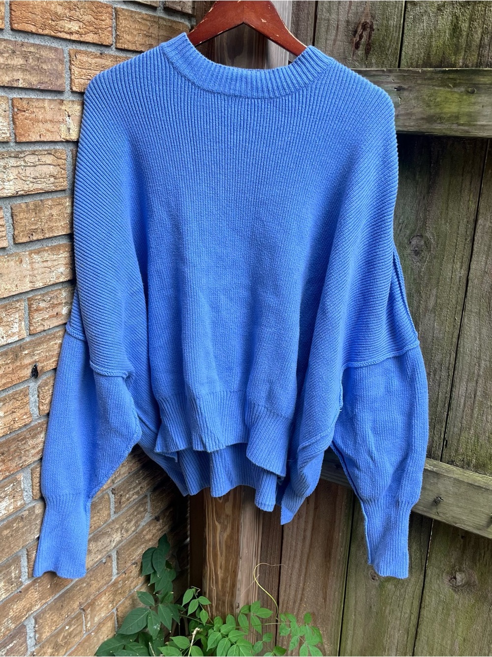 Free People Oversized Crewneck Sweater in Periwinkle Blue
